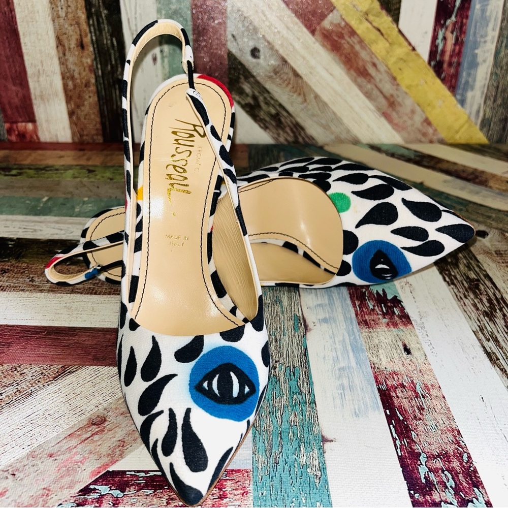 Rousseau Artistic Italian Slingback Heels - Blue Eyes